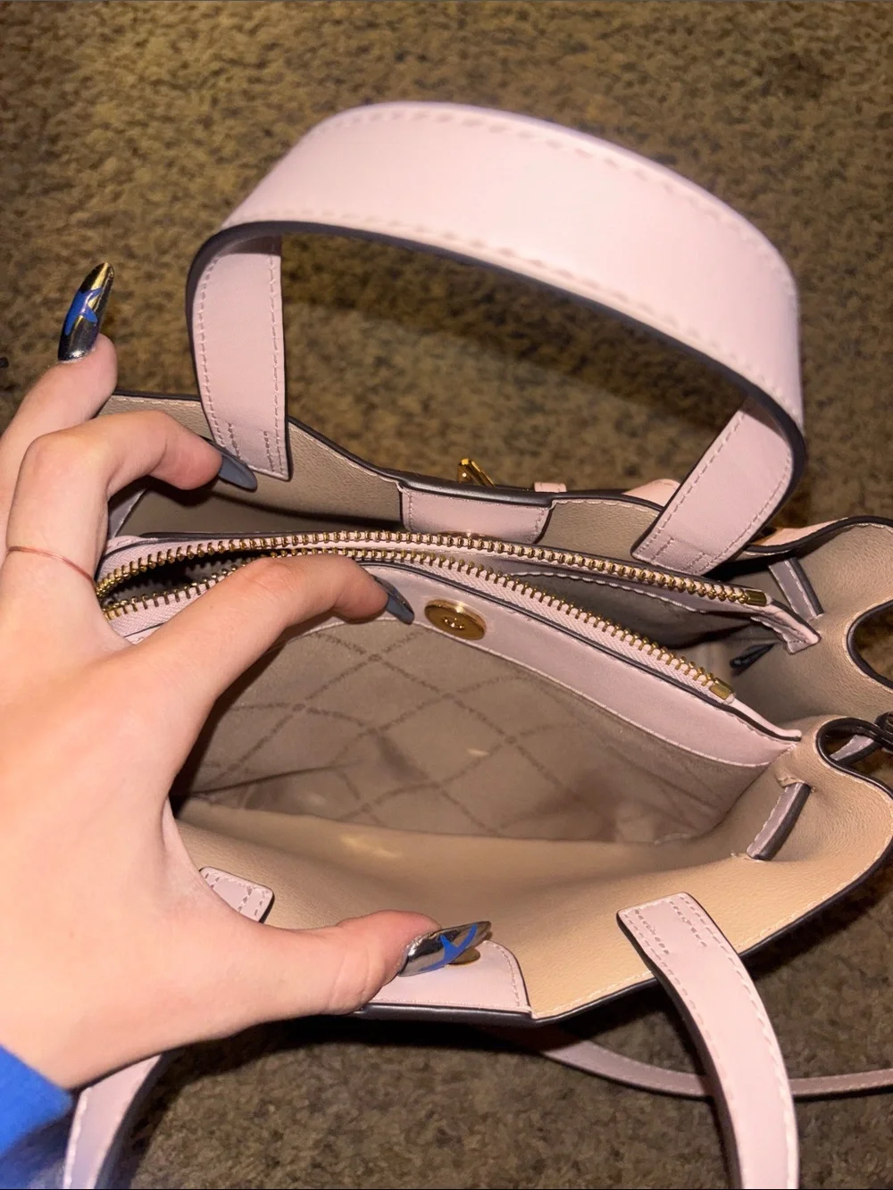 Michael Kors Pale Pink Pebbled Leather Satchel with Strap